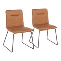 Lumisource Casper Chair in Black Metal and Camel Faux Leather Fabric, PK 2 CH-CASPER BKCAM2